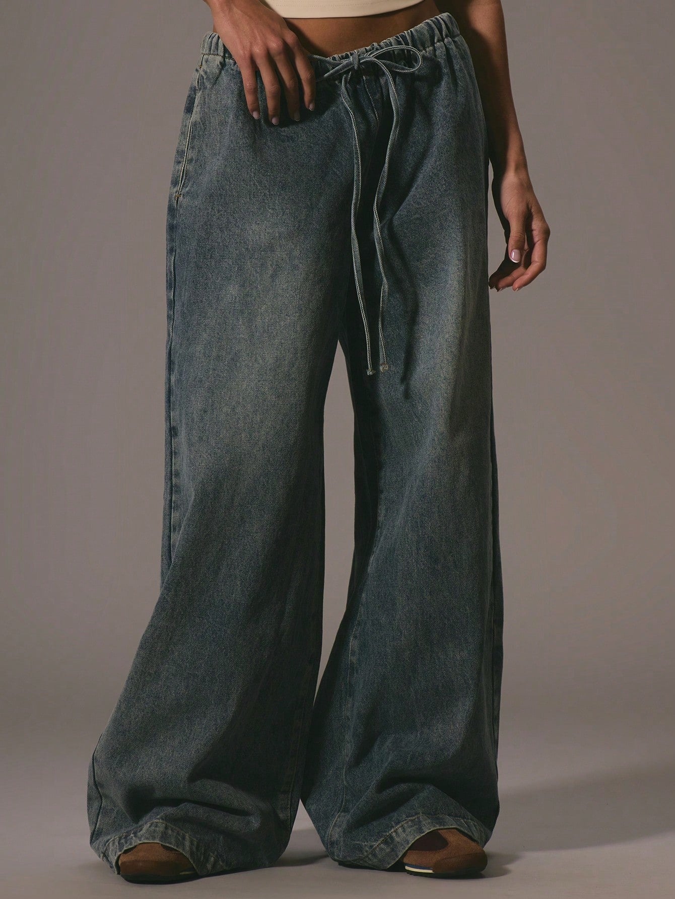 Elegant Drawstring Denim