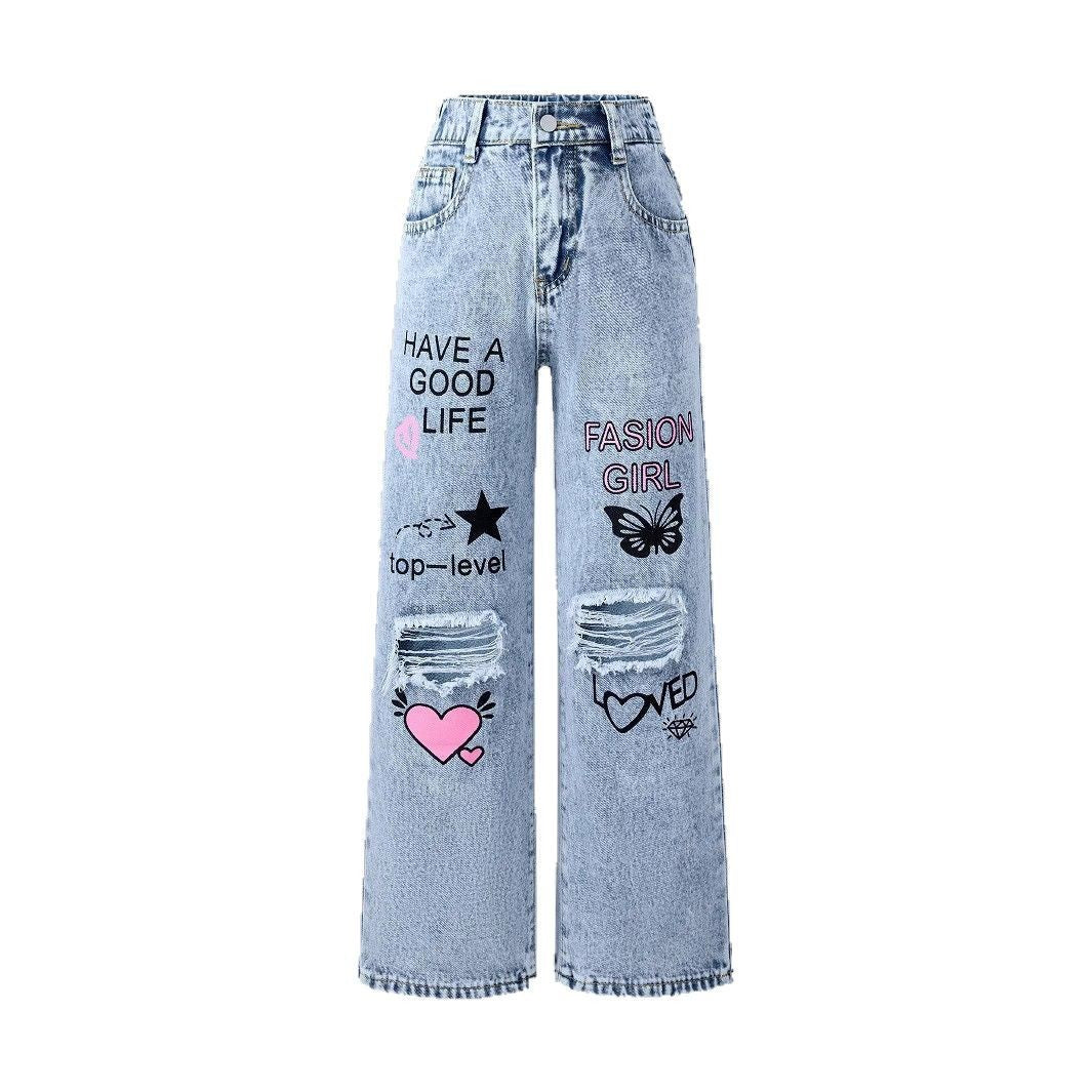 Snowflake Printed Jeans