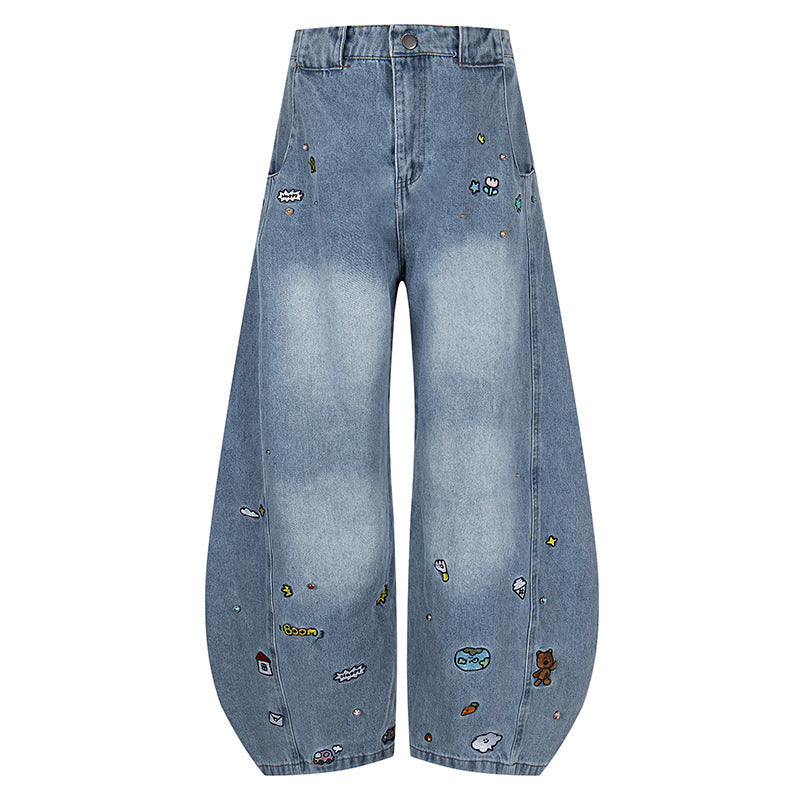 Cartoon Embroidered Jeans