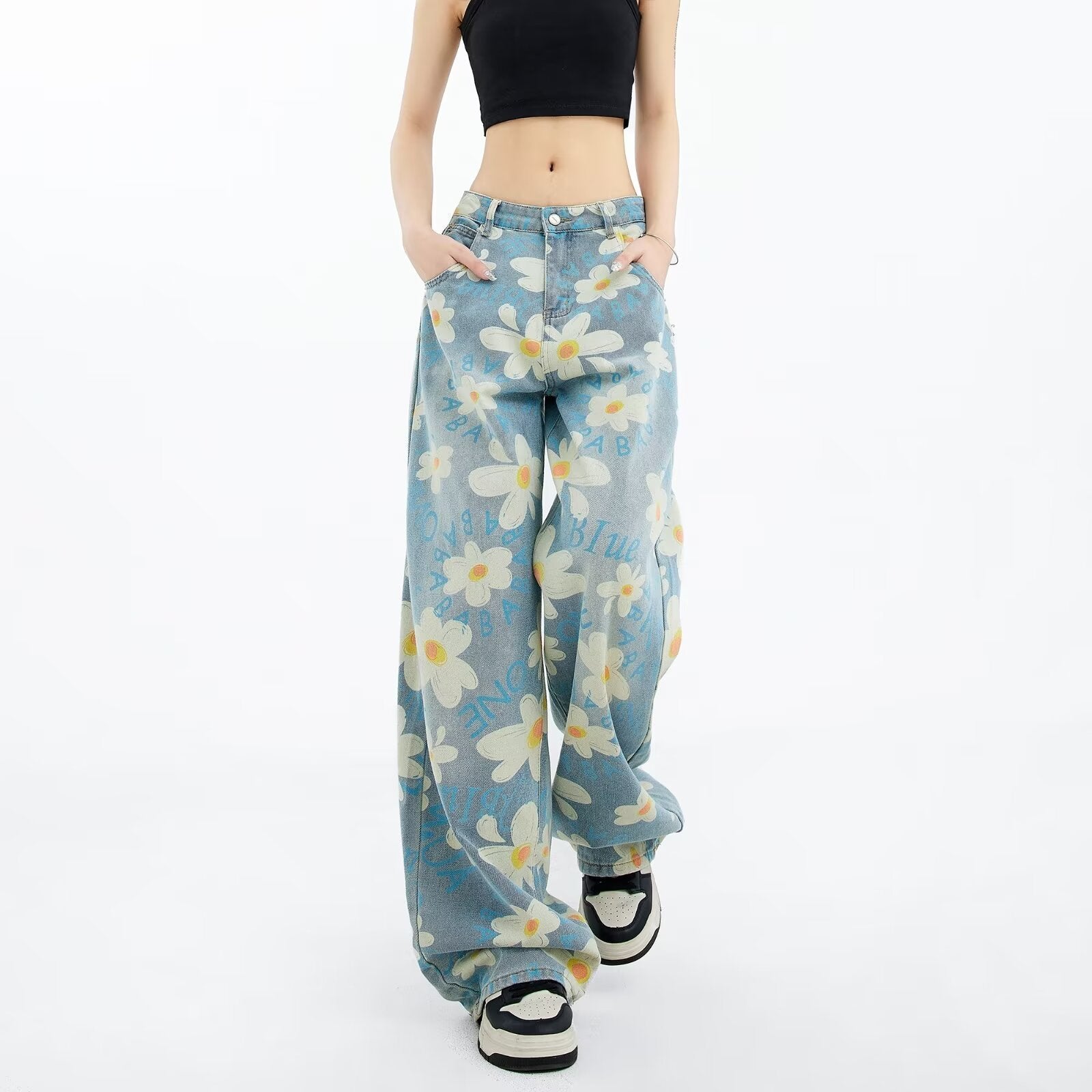 Printed Floral Jeans