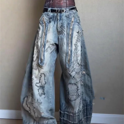 Embroidery Stain Jeans