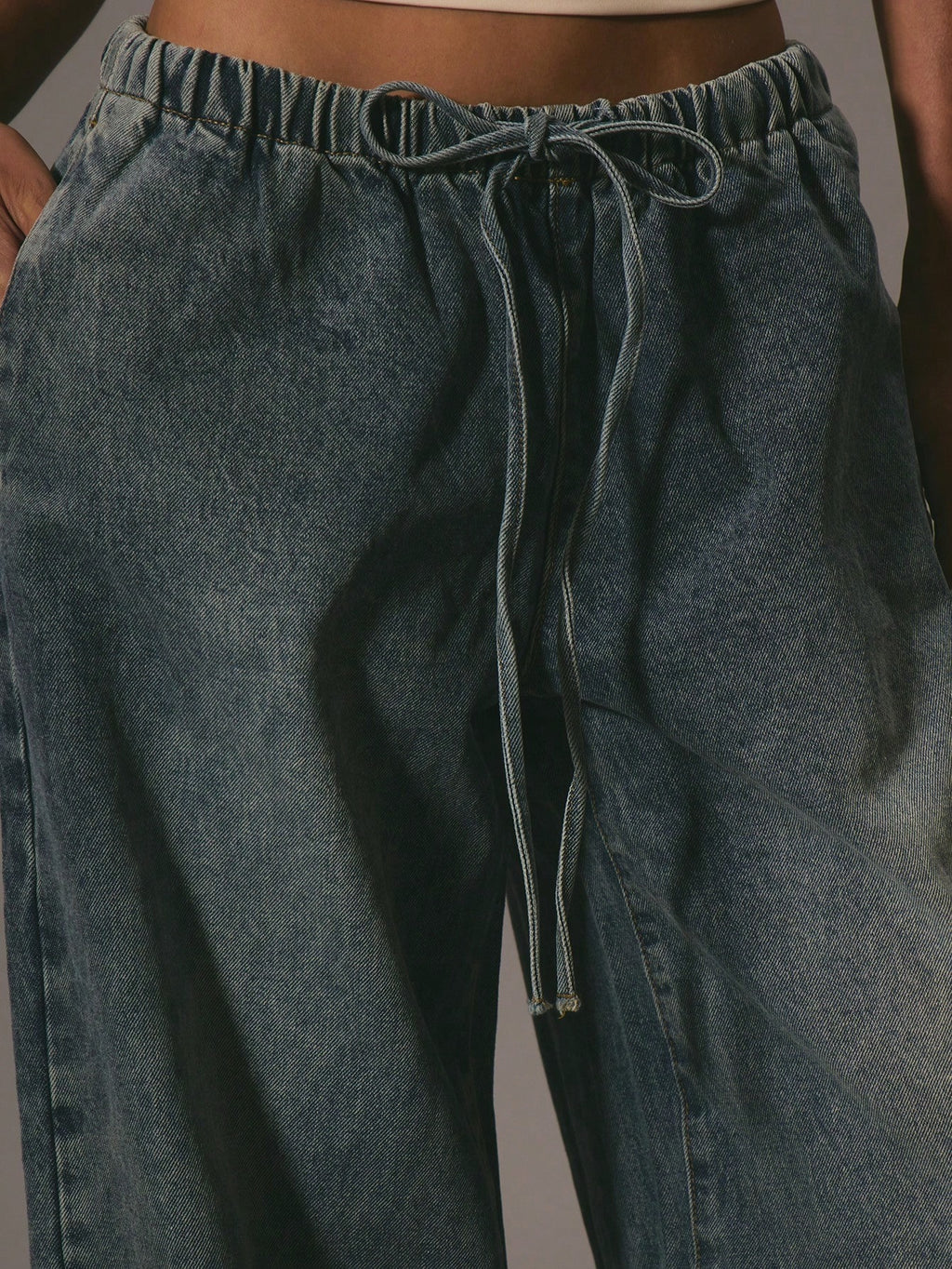 Elegant Drawstring Denim