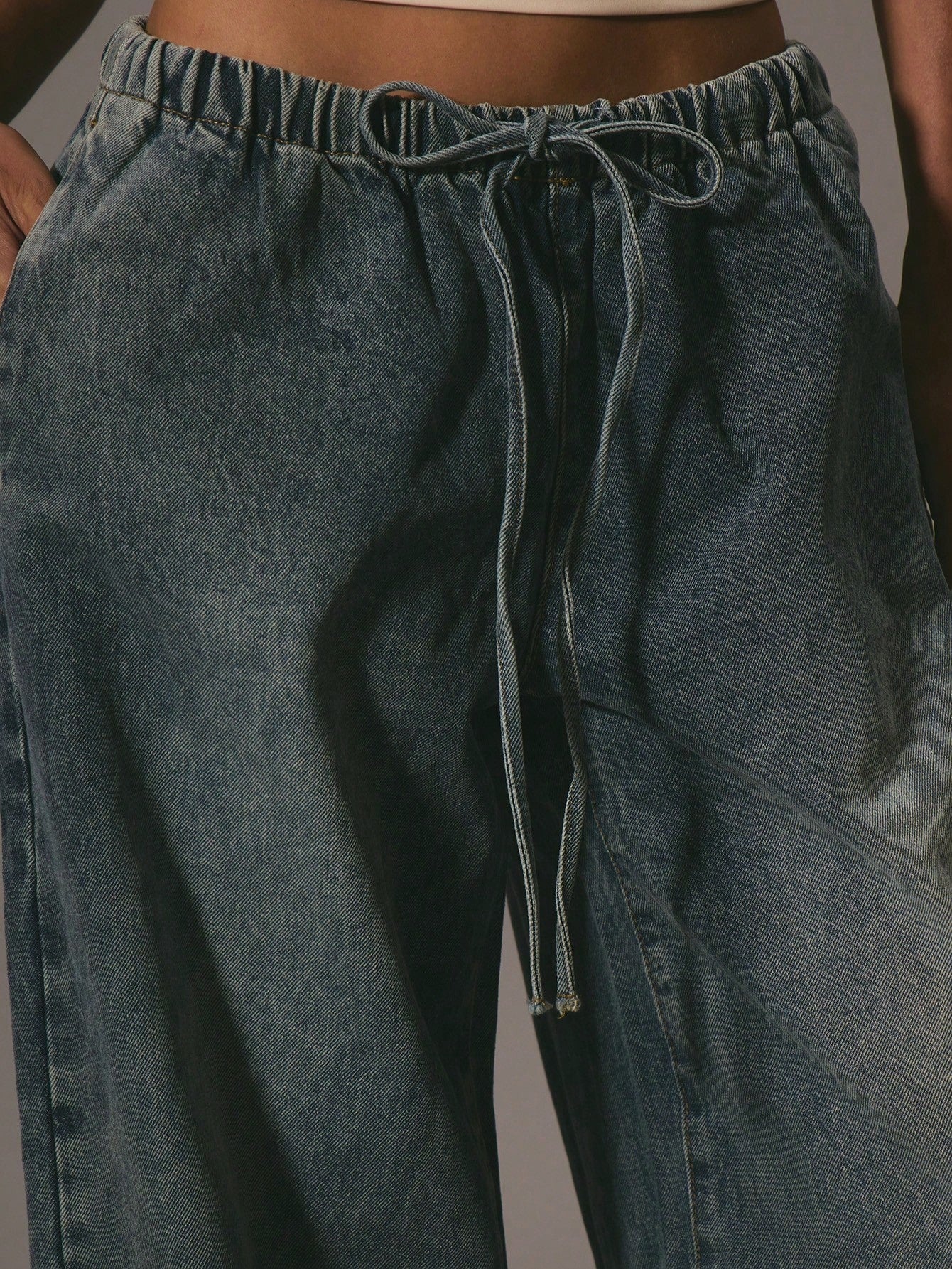 Elegant Drawstring Denim