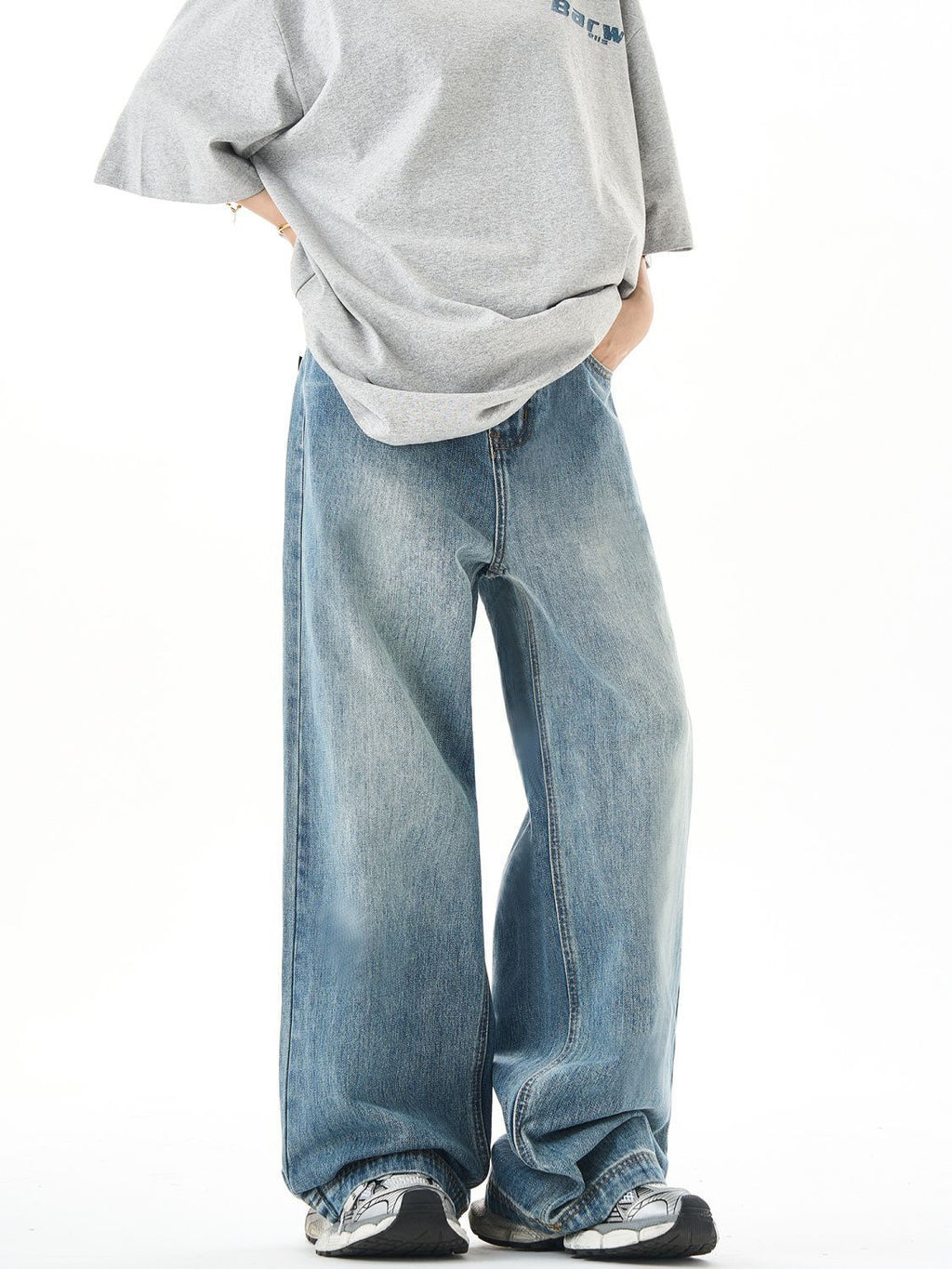 Washed Straight Jeans