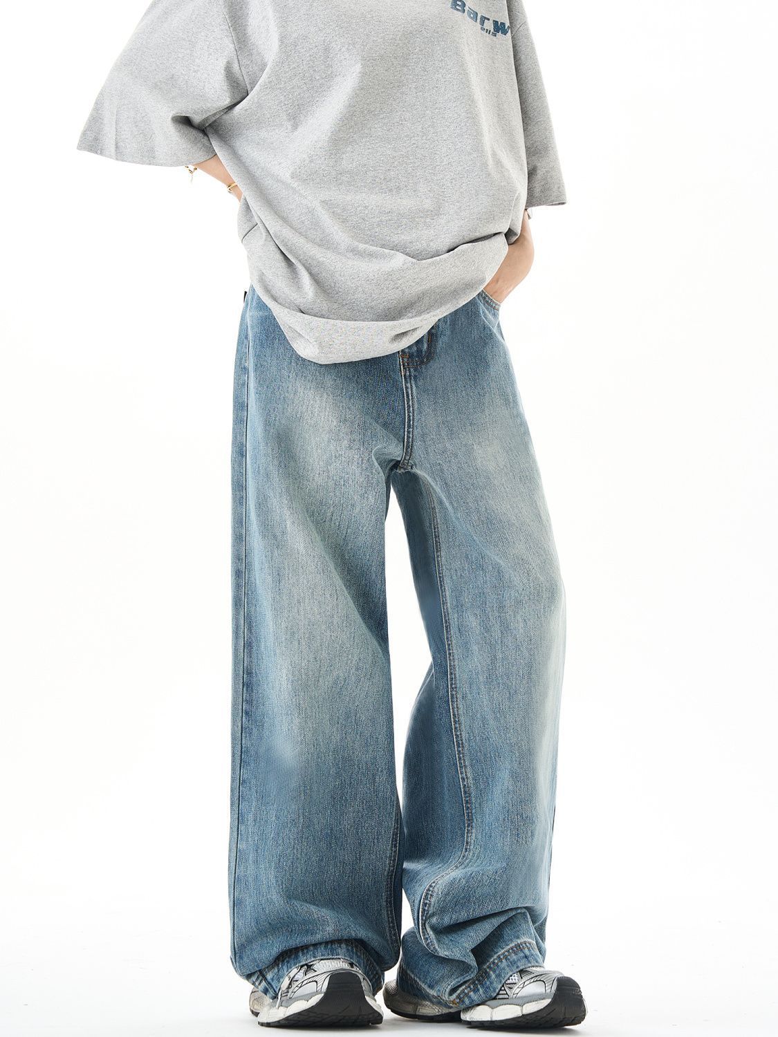 Washed Straight Jeans