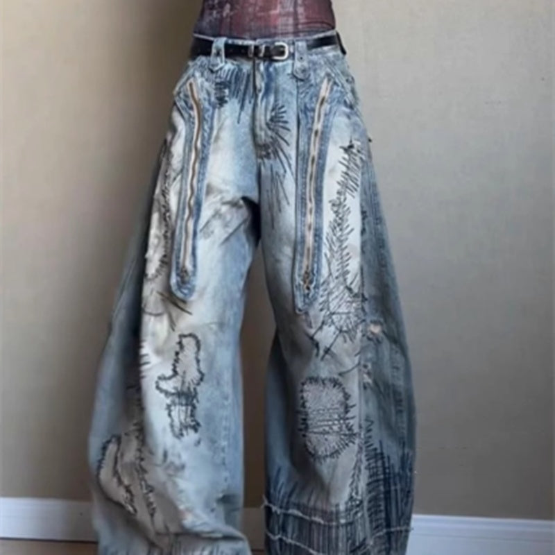 Embroidery Stain Jeans