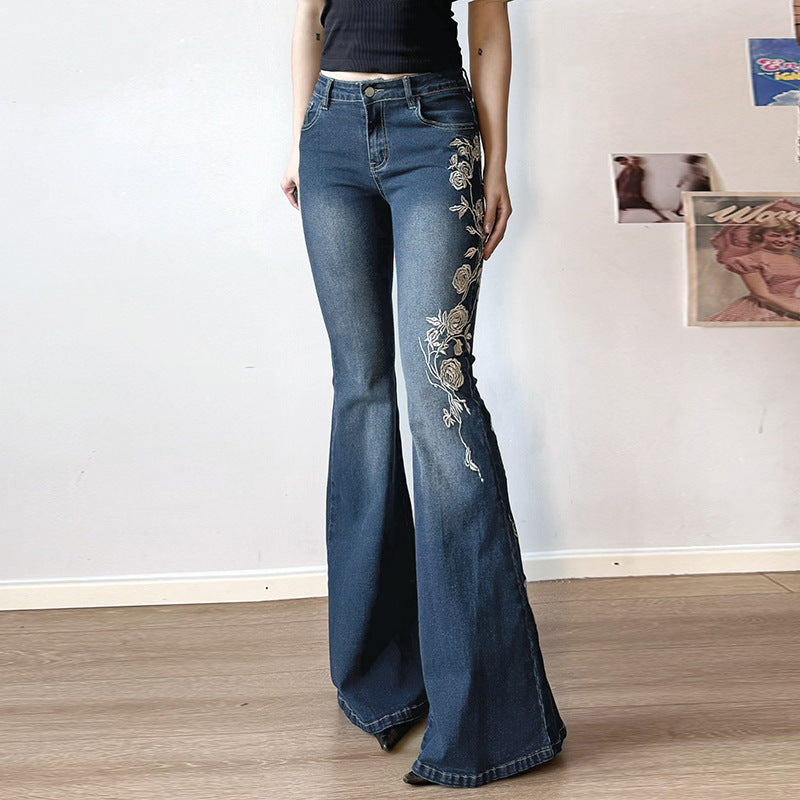 Rose Embroidered Jeans