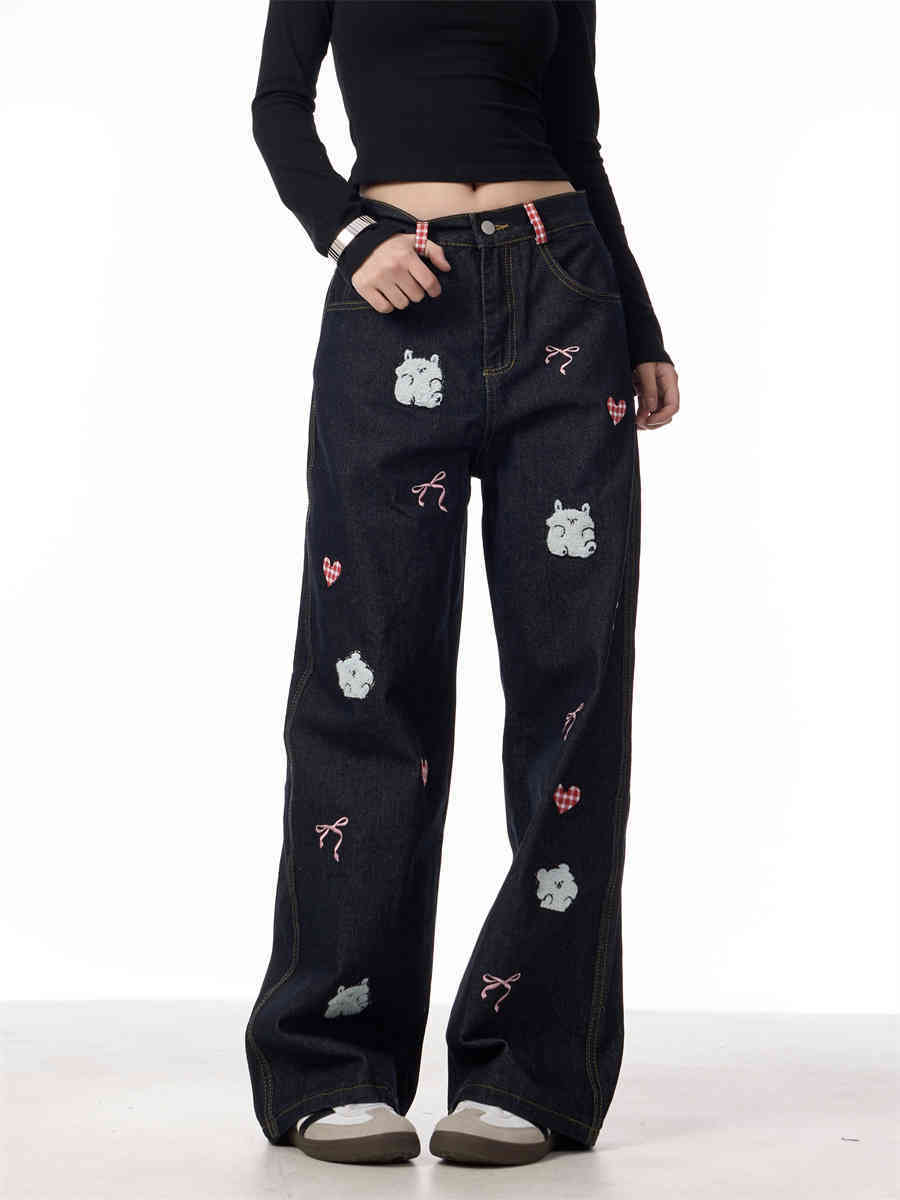 Lamb Embroidery Jeans