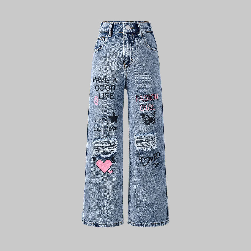 Snowflake Printed Jeans