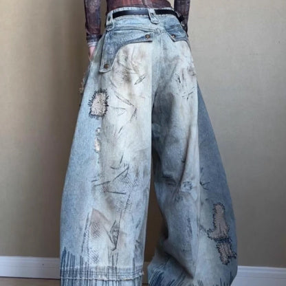 Embroidery Stain Jeans