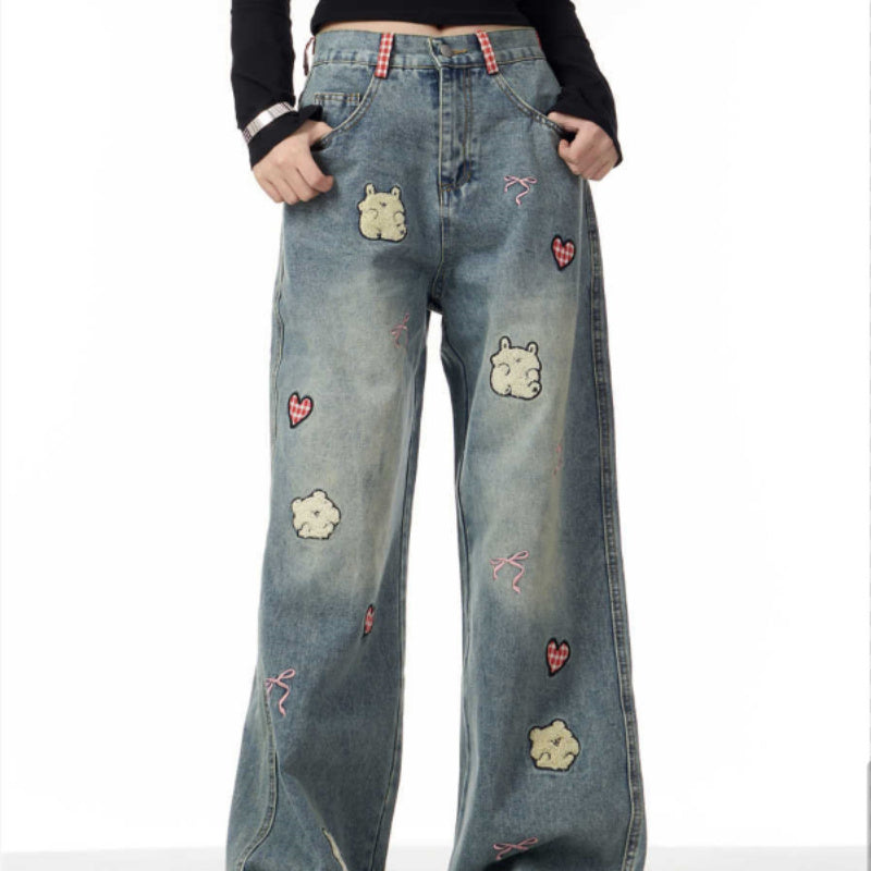 Lamb Embroidery Jeans