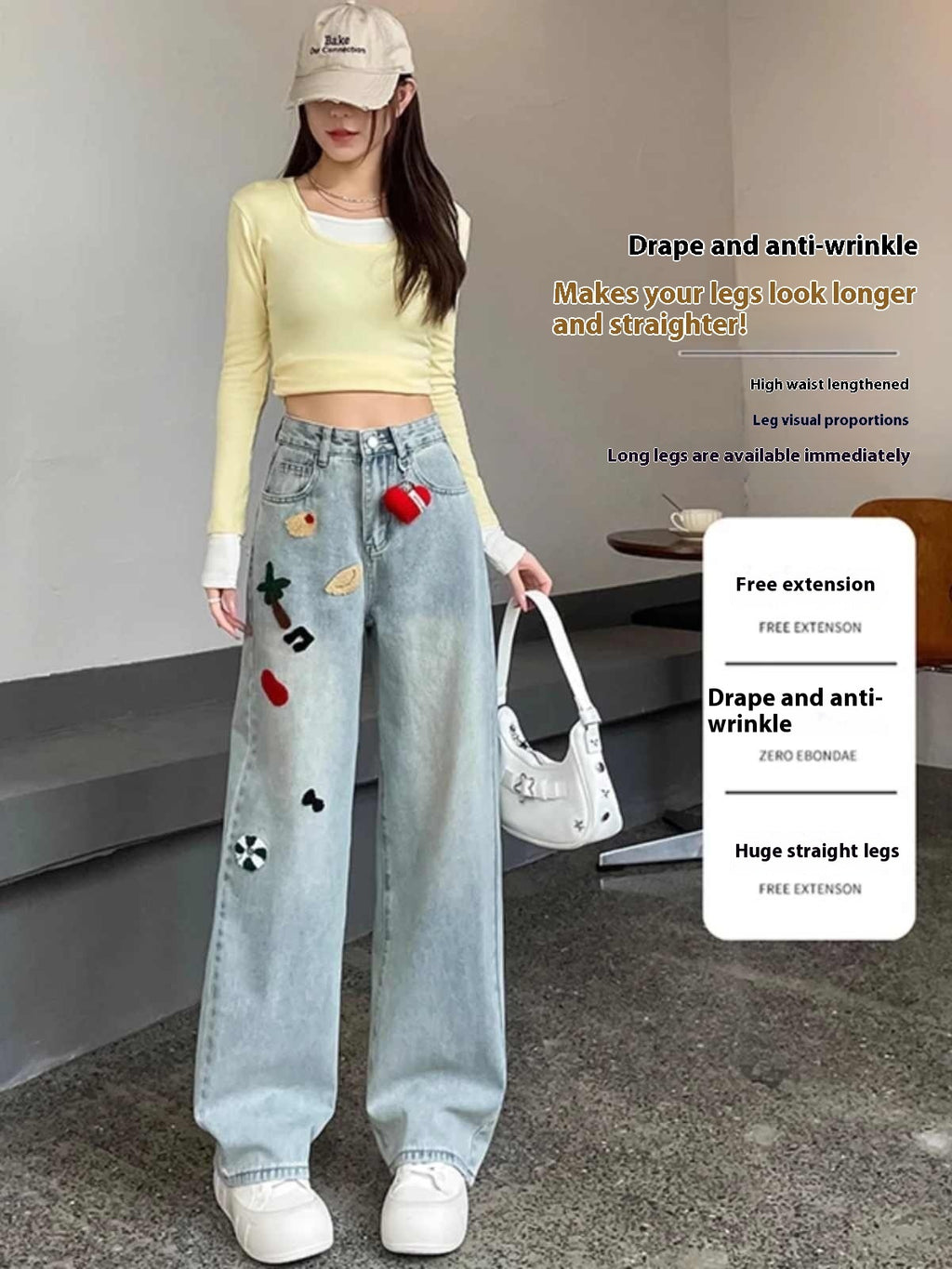 Embroidered Wide Jeans