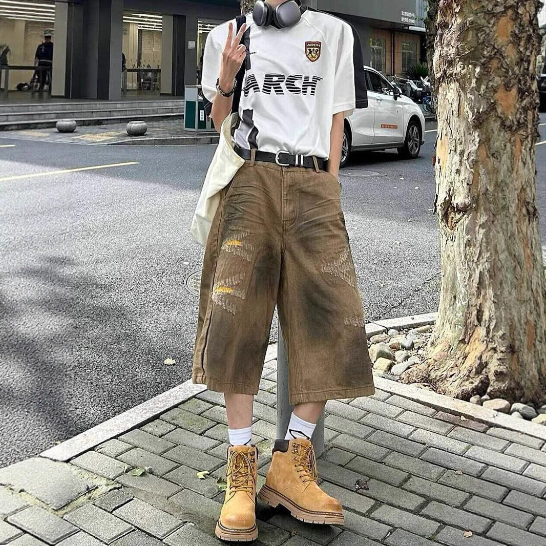 Washed Denim Shorts