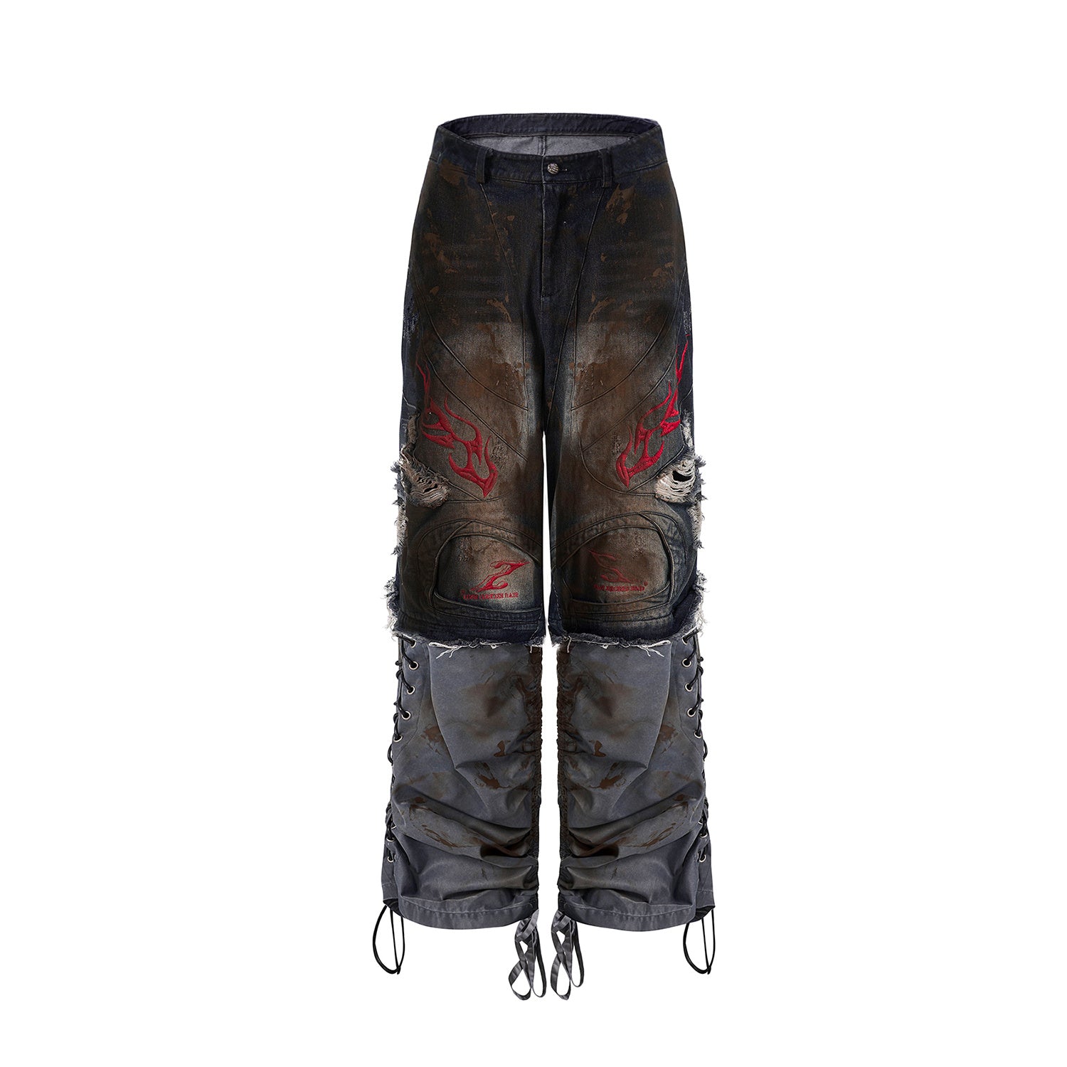 Flame Embroidery Jeans