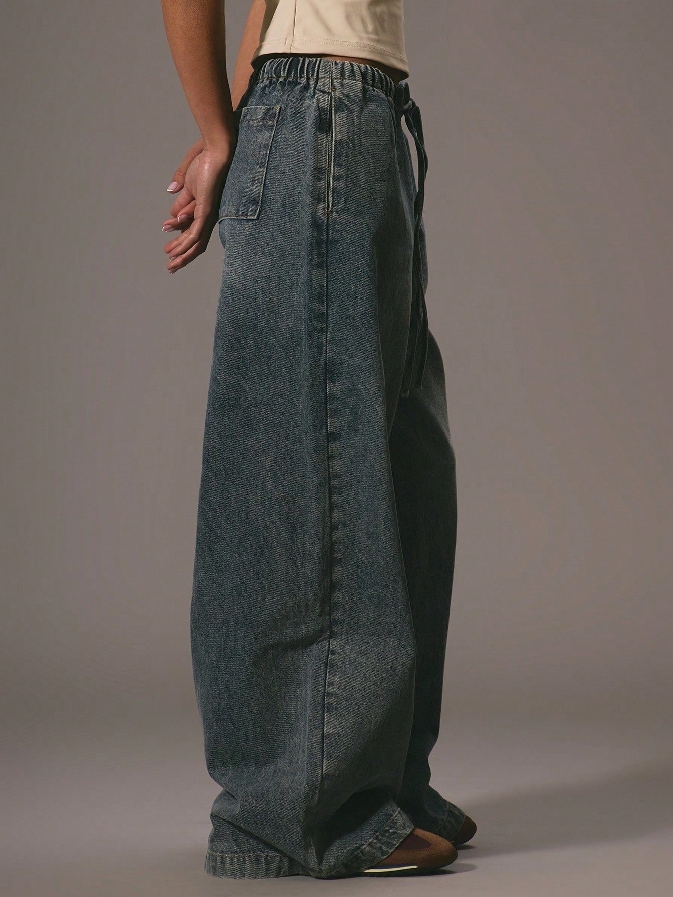 Elegant Drawstring Denim