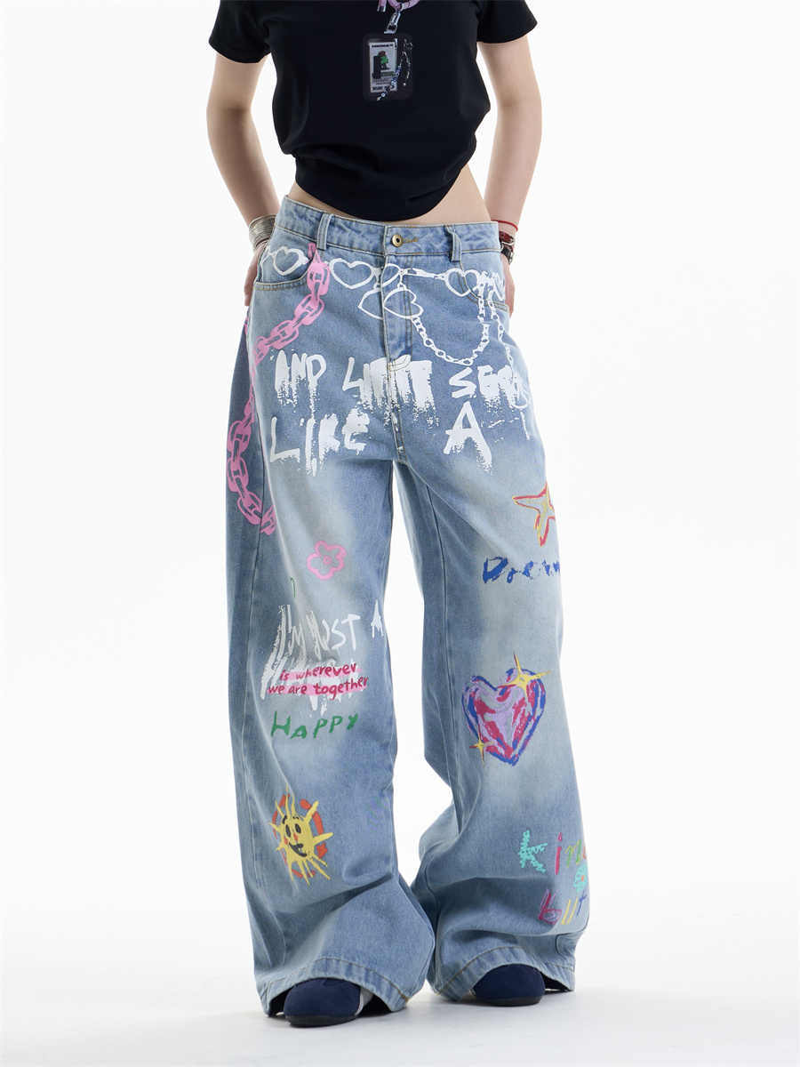 Waist Chain Printed Jeans