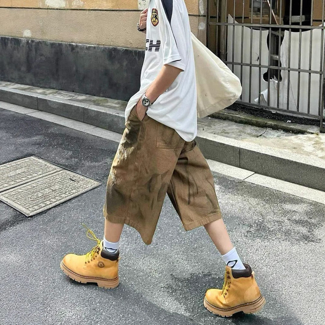 Washed Denim Shorts