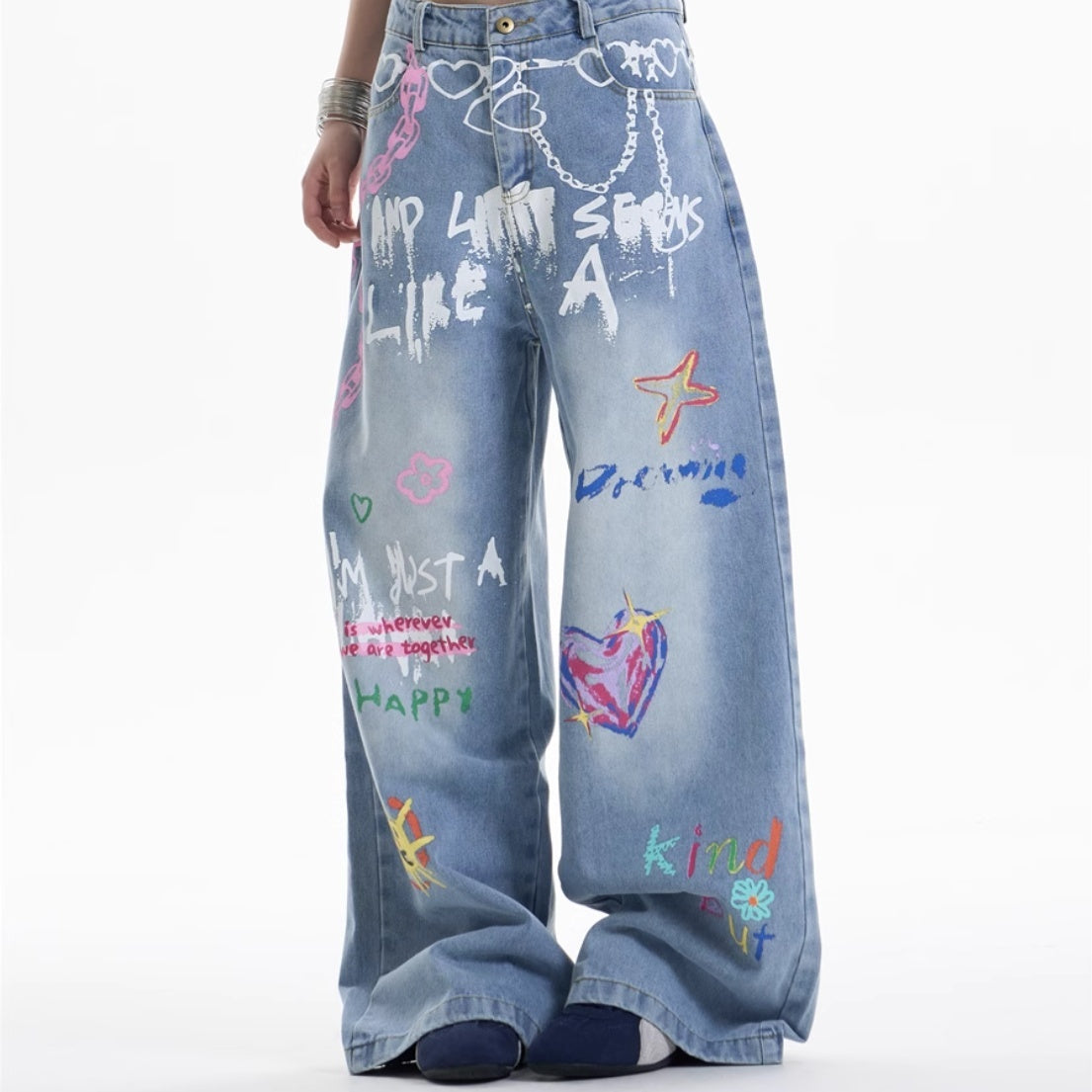 Waist Chain Printed Jeans