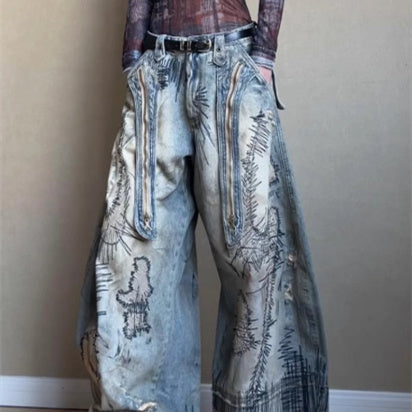 Embroidery Stain Jeans
