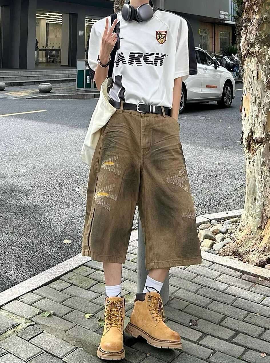 Washed Denim Shorts