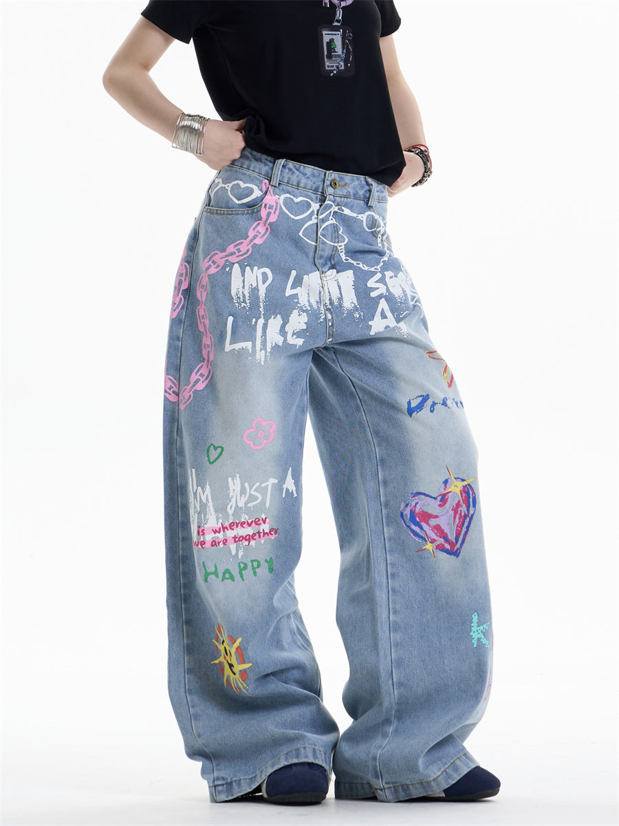 Waist Chain Printed Jeans