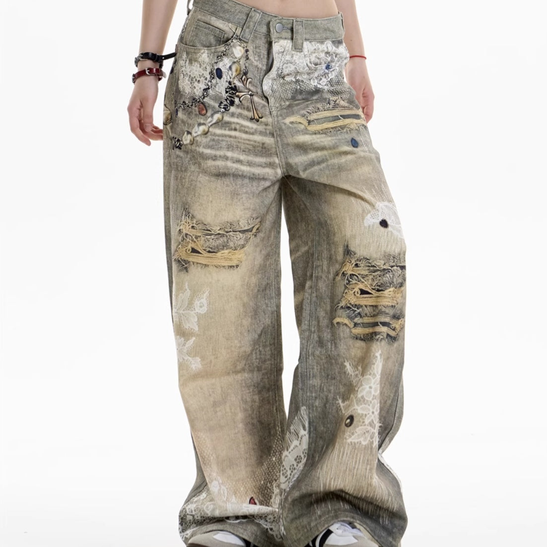 Cross Printed Jeans
