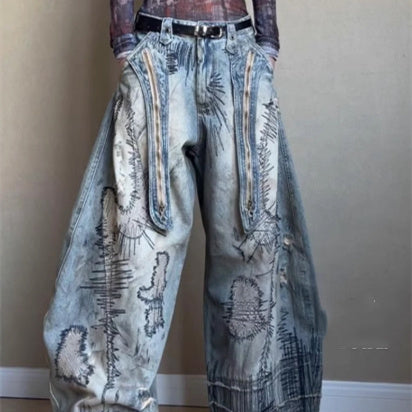 Embroidery Stain Jeans