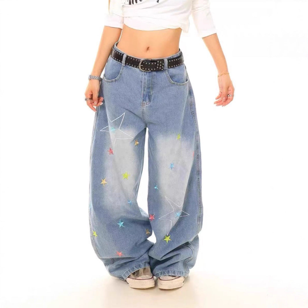 Embroidered Loose Jeans