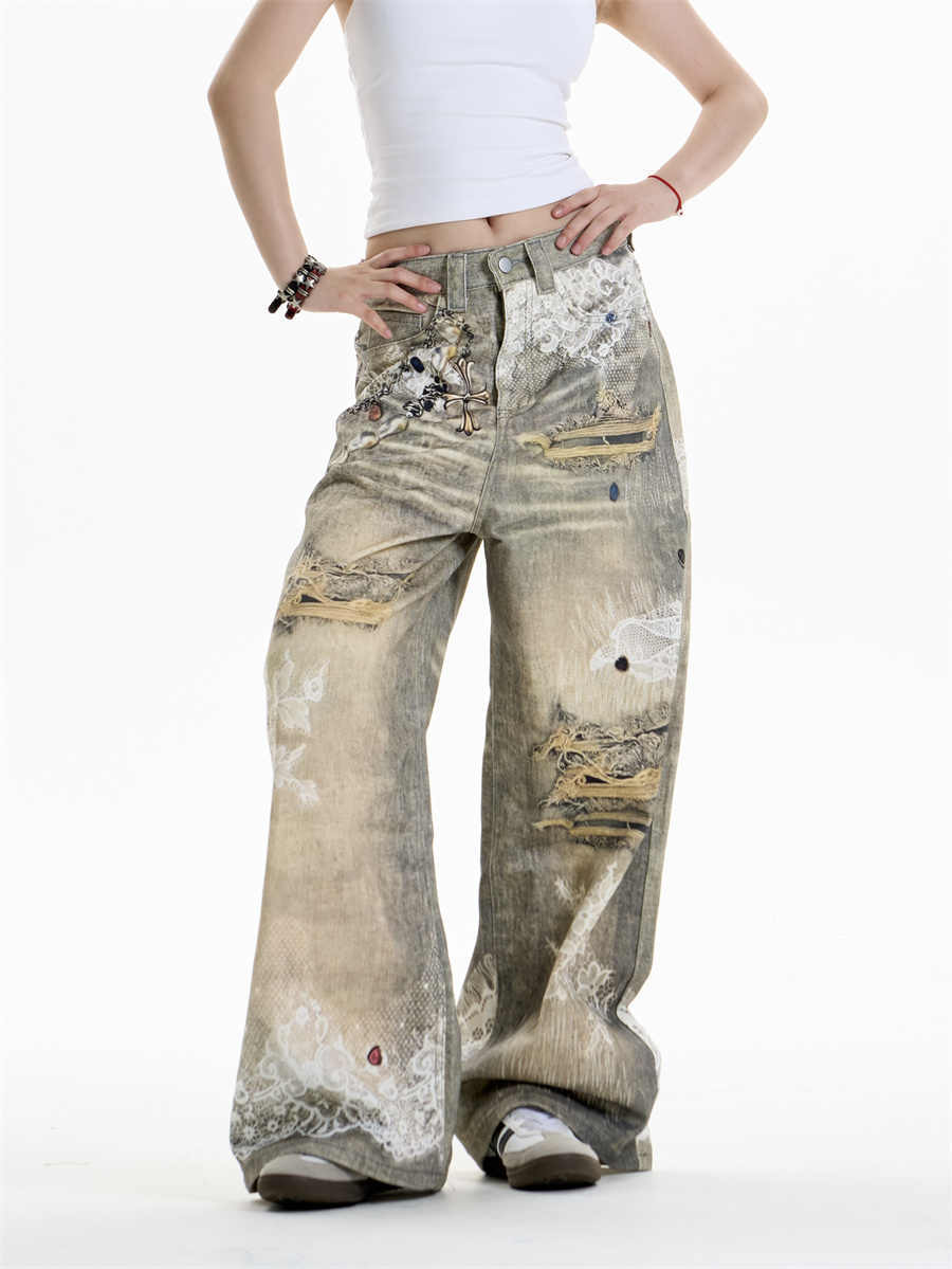 Cross Printed Jeans