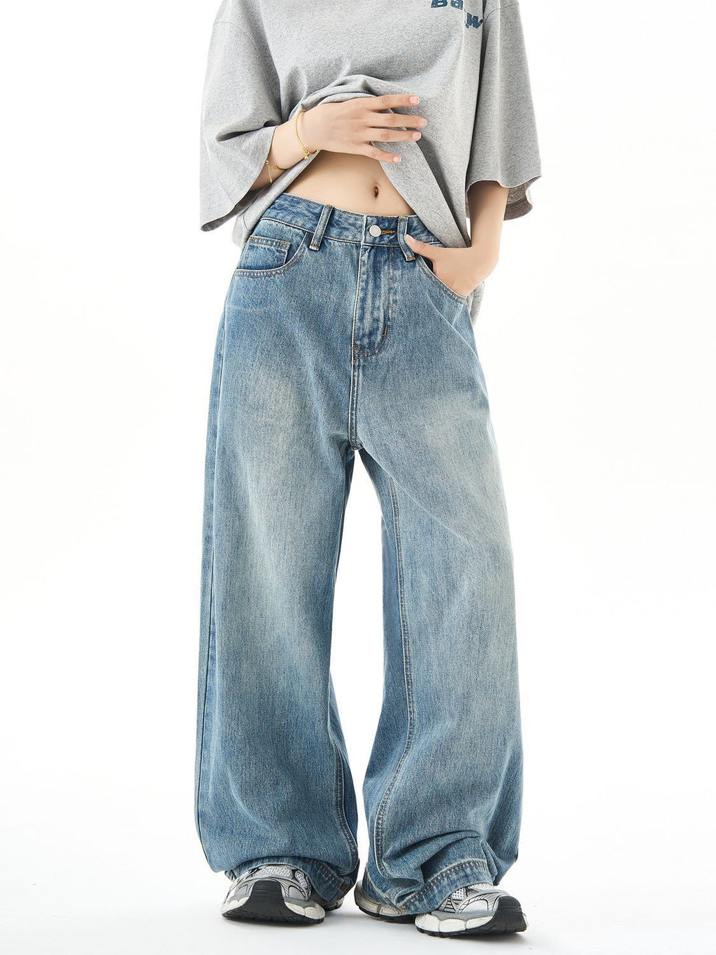 Washed Straight Jeans