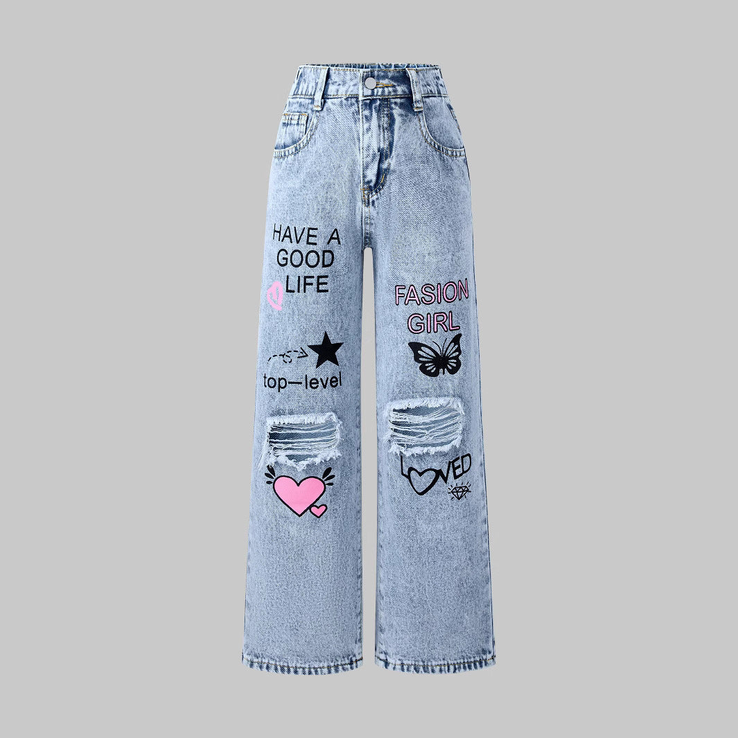 Snowflake Printed Jeans