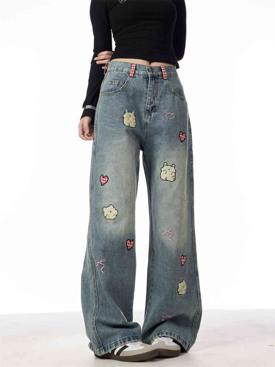 Lamb Embroidery Jeans