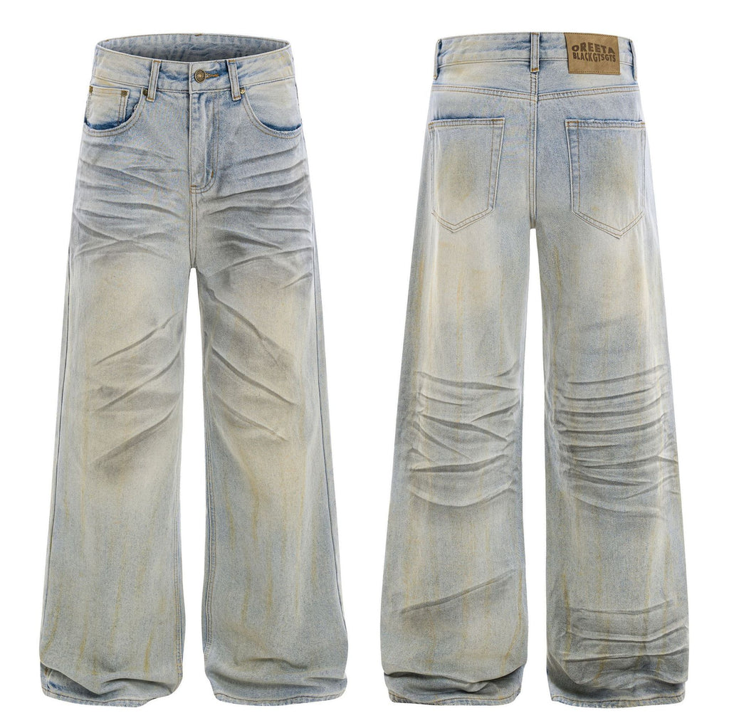 Blue Splash Ink Worn Jeans