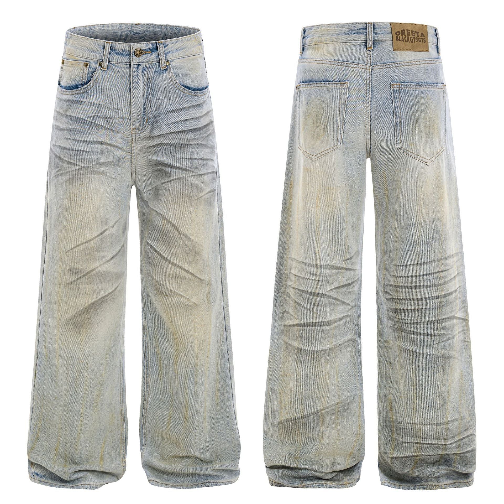 Blue Splash Ink Worn Jeans
