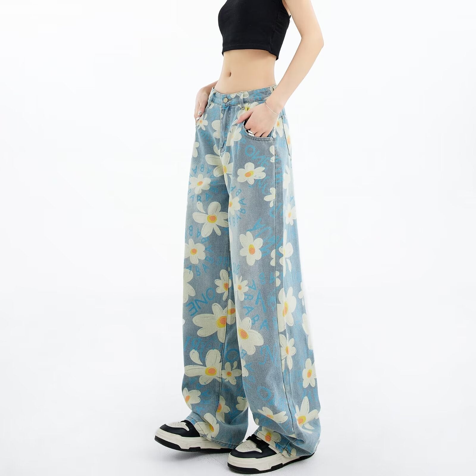 Printed Floral Jeans