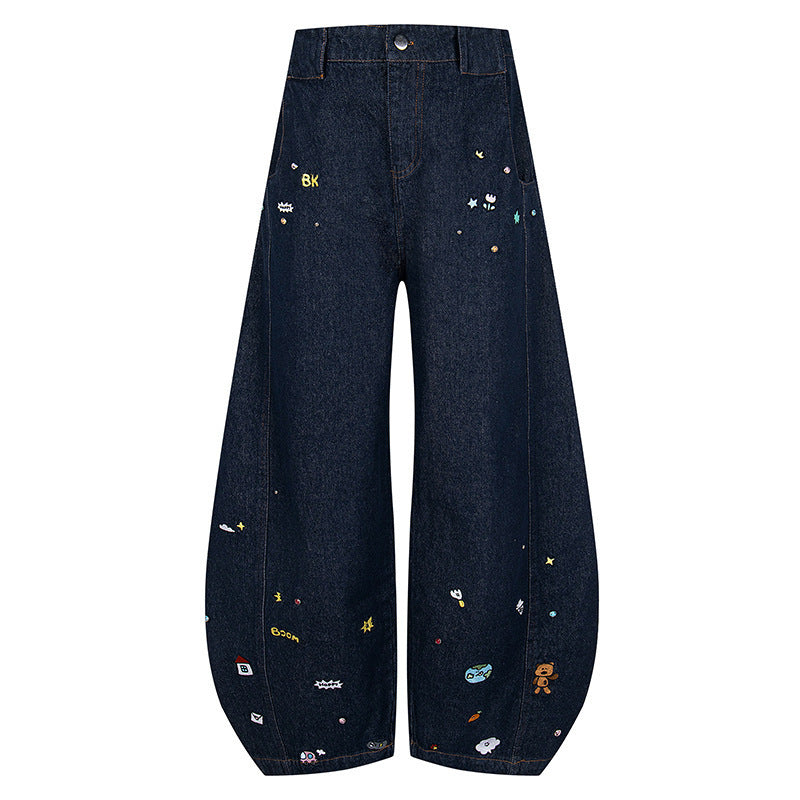 Cartoon Embroidered Jeans