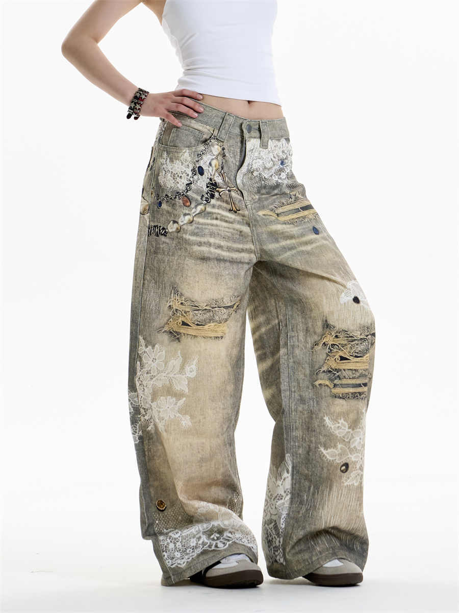 Cross Printed Jeans