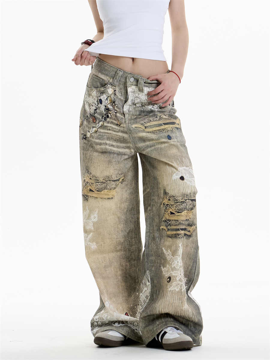 Cross Printed Jeans