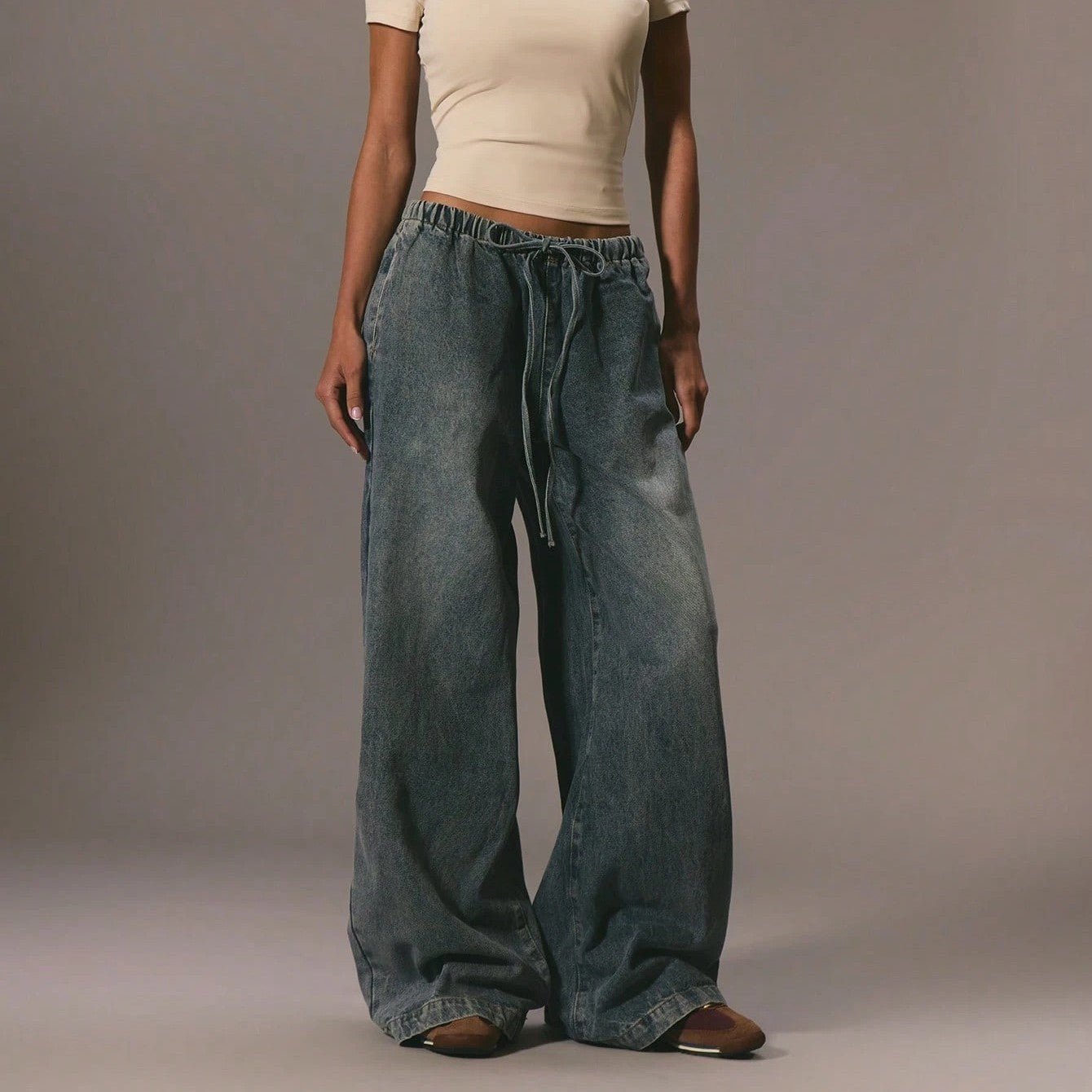 Elegant Drawstring Denim
