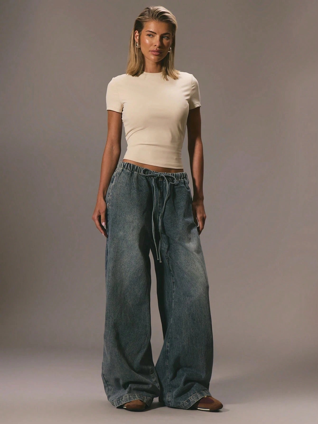 Elegant Drawstring Denim