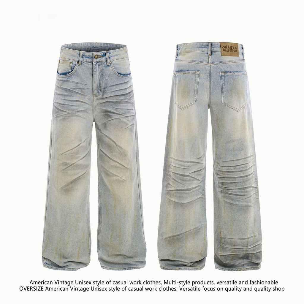 Blue Splash Ink Worn Jeans
