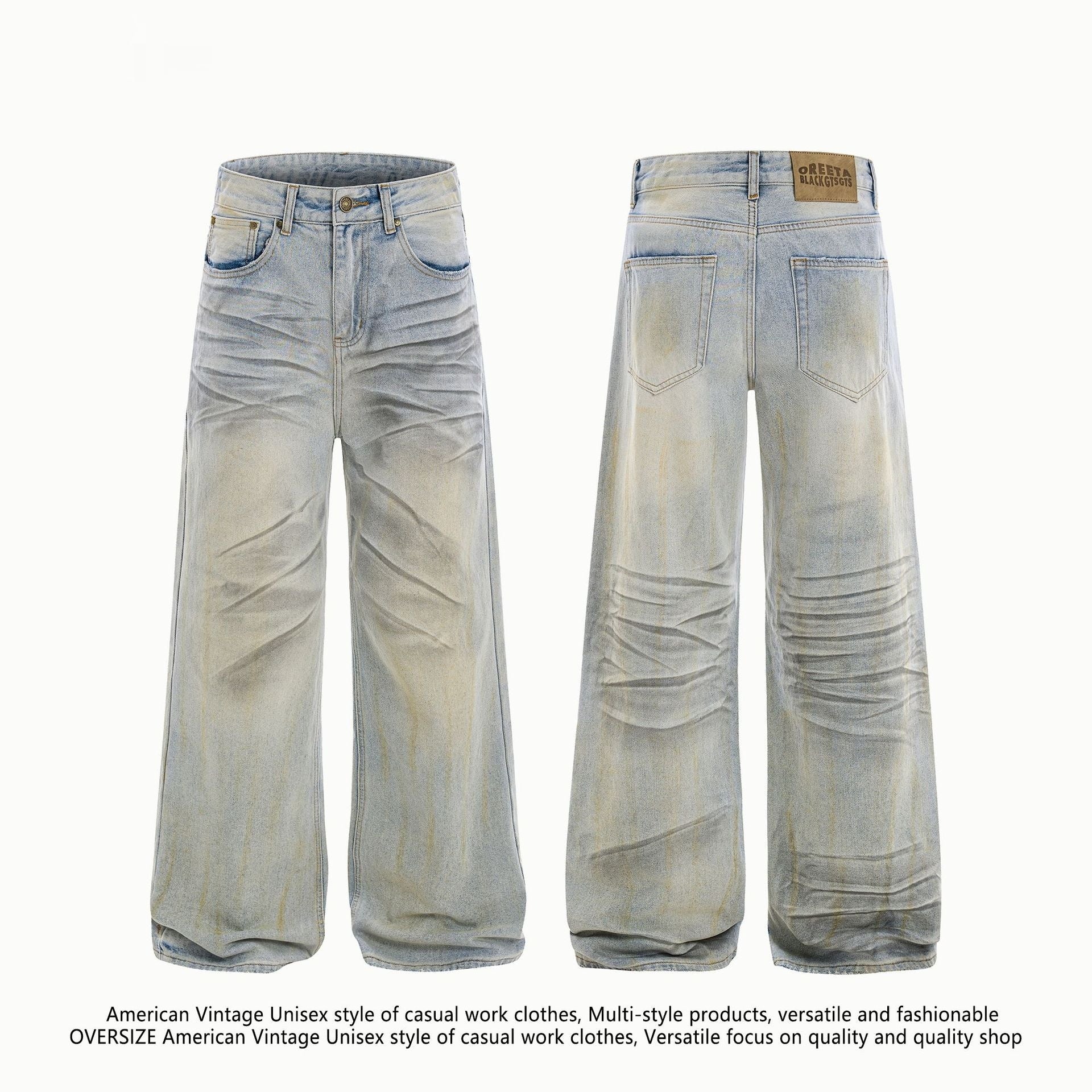 Blue Splash Ink Worn Jeans
